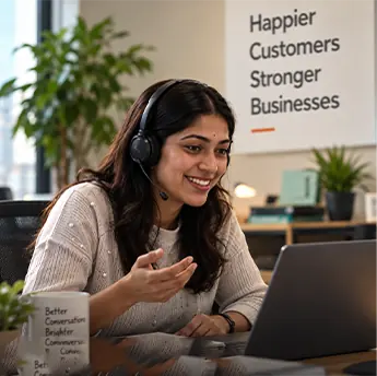 Customer success representative on a headset