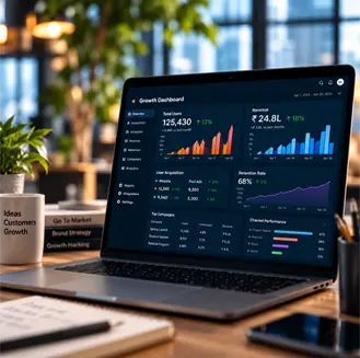 Growth dashboard on a laptop screen