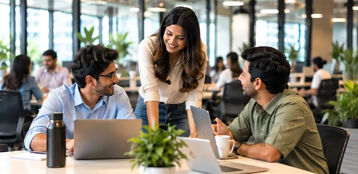 Student working alongside a startup team on live projects